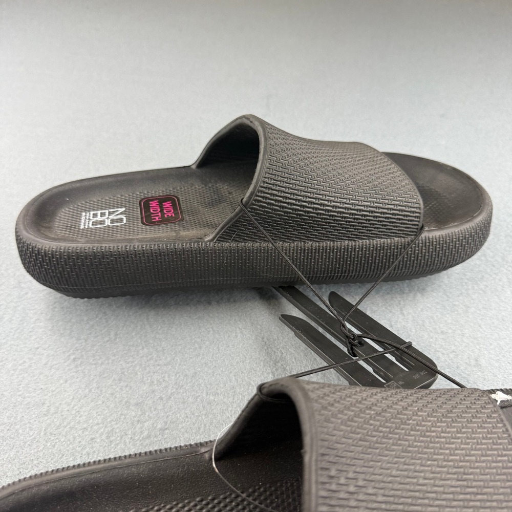 No Boundaries Slide Sandals Womens 8W Black Wide Width Textured Comfort‎ Foam - Picture 5 of 6